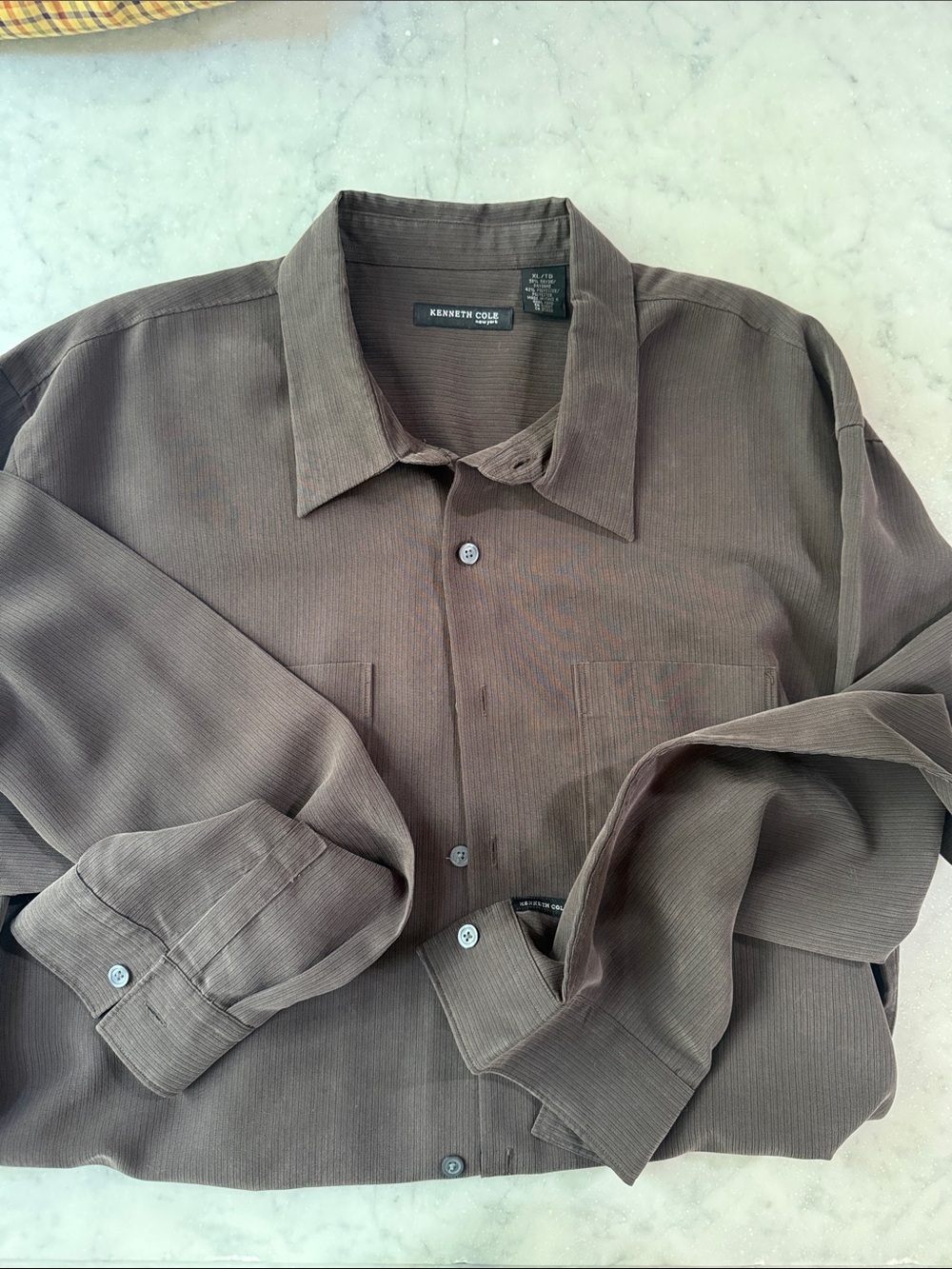Kenneth Cole Men's Brown Button-Down Long Sleeve Shirt